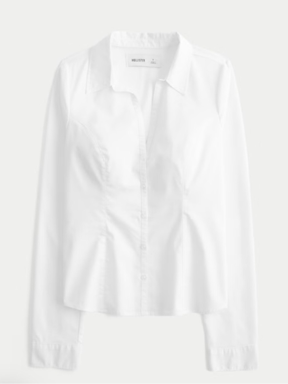 Hollister White Fitted Button-Down Shirt